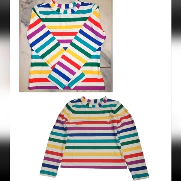 Hanna Andersson Rash Guard Top Rainbow Stripes Print Size 8